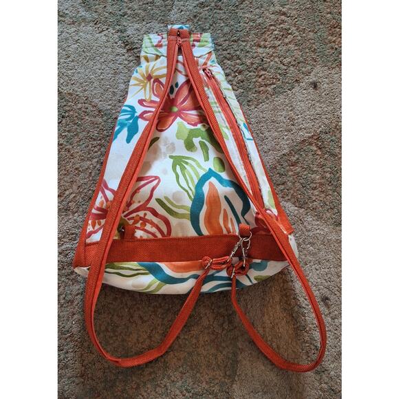 Joanna Stanek Tropical Floral Mutli-Pocket Convertible Sling Backpack Bag - Picture 3 of 9